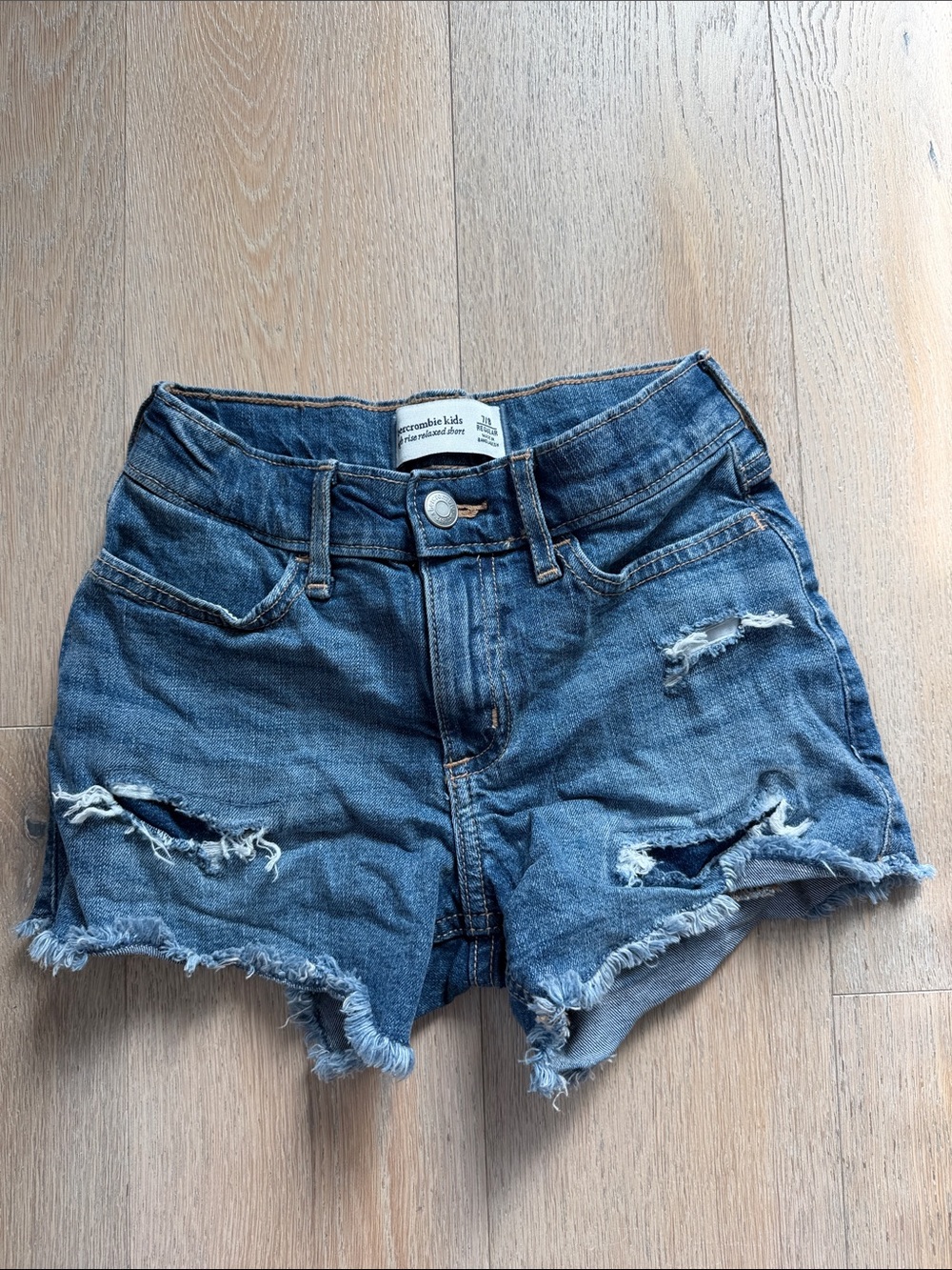 abercrombie kids Distressed Blue Denim Cutoff Shorts